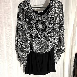 Black grey and white shirt